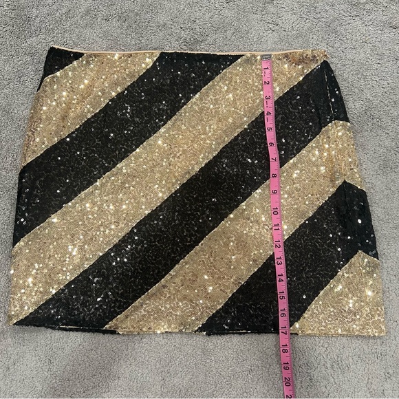 Endless Rose Striped Sequins Mini Skirt Black/Gold Women’s Sz XL NWT - Picture 9 of 10